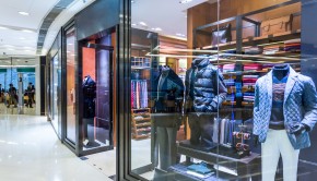 fashion shop display window and clothes.