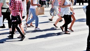 Pedestrian crowd walking