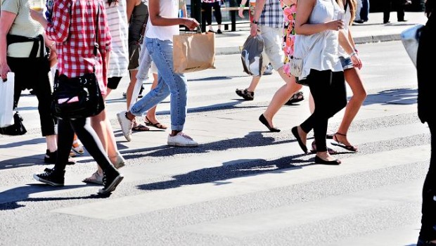 Pedestrian crowd walking